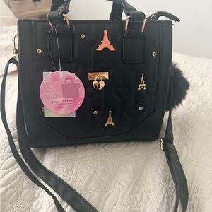 Black Handbag with Gold Accents